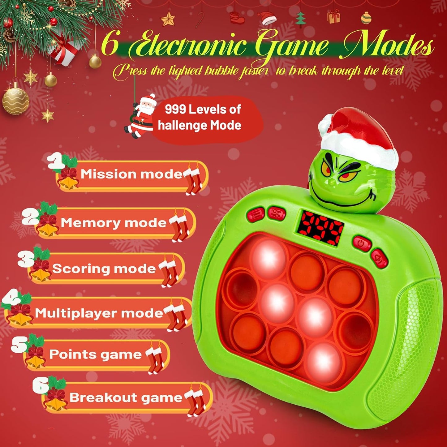 Halloween Light Up Fidget Toy Pop Game for Kids Adults